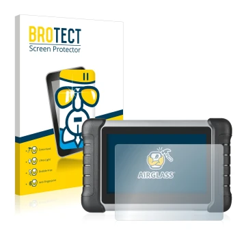 Vorderseite einer Produktverpackung mit dem Markenlogo BROTECT. Daneben ist das Gerät Autel MaxiCOM MK808 mit dem zugehörigen 