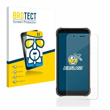 Vorderseite einer Produktverpackung mit dem Markenlogo BROTECT. Daneben ist das Gerät Blackview BV4900 Pro mit dem zugehörigen