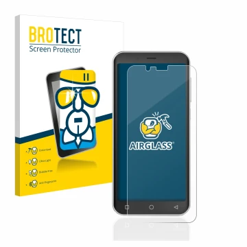 Vorderseite einer Produktverpackung mit dem Markenlogo BROTECT. Daneben ist das Gerät Emporia Smart 4 mit dem zugehörigen Disp