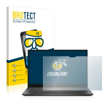 Vorderseite einer Produktverpackung mit dem Markenlogo BROTECT. Daneben ist das Gerät Dell Inspiron 15 7506 mit dem zugehörige