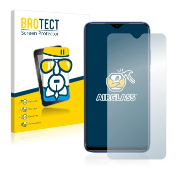 Vorderseite einer Produktverpackung mit dem Markenlogo BROTECT. Daneben ist das Gerät Xiaomi Redmi 9T mit dem zugehörigen Disp