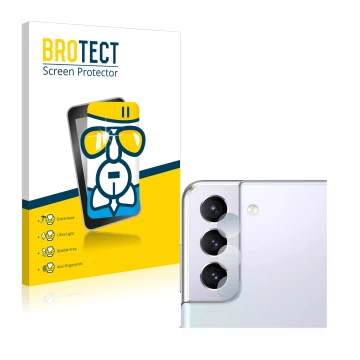 Vorderseite einer Produktverpackung mit dem Markenlogo BROTECT. Daneben ist das Gerät Samsung Galaxy S21 5G (NUR Kameraschutz)