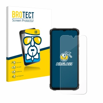Vorderseite einer Produktverpackung mit dem Markenlogo BROTECT. Daneben ist das Gerät Ulefone Armor 12 mit dem zugehörigen Dis