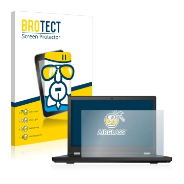 Vorderseite einer Produktverpackung mit dem Markenlogo BROTECT. Daneben ist das Gerät Lenovo ThinkPad P15 mit dem zugehörigen 