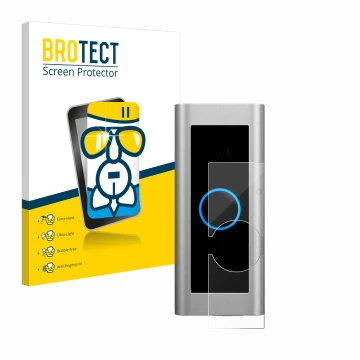 Vorderseite einer Produktverpackung mit dem Markenlogo BROTECT. Daneben ist das Gerät Ring Video Doorbell Pro 2 mit dem zugehö