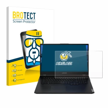 Vorderseite einer Produktverpackung mit dem Markenlogo BROTECT. Daneben ist das Gerät Lenovo Legion 5 15.6