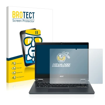 Vorderseite einer Produktverpackung mit dem Markenlogo BROTECT. Daneben ist das Gerät Acer TravelMate Spin P4 14