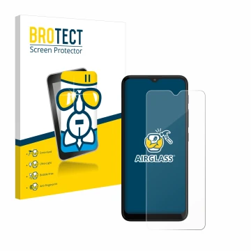 Vorderseite einer Produktverpackung mit dem Markenlogo BROTECT. Daneben ist das Gerät Motorola Moto G20 mit dem zugehörigen Di