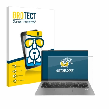 Vorderseite einer Produktverpackung mit dem Markenlogo BROTECT. Daneben ist das Gerät LG gram 17'' 2021 mit dem zugehörigen Di