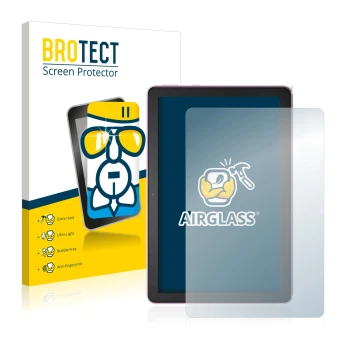 Vorderseite einer Produktverpackung mit dem Markenlogo BROTECT. Daneben ist das Gerät Amazon Fire HD 10 Plus 2021 (11. Gen.) m