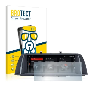 Vorderseite einer Produktverpackung mit dem Markenlogo BROTECT. Daneben ist das Gerät BMW 5 F10 2014 Professional 10,2