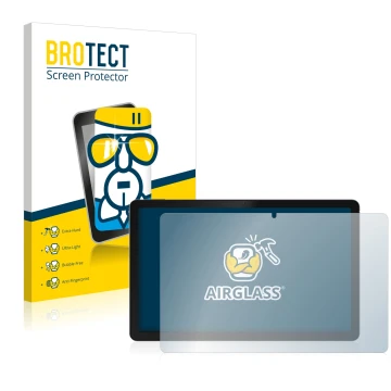 Vorderseite einer Produktverpackung mit dem Markenlogo BROTECT. Daneben ist das Gerät realme Pad mit dem zugehörigen Displaysc