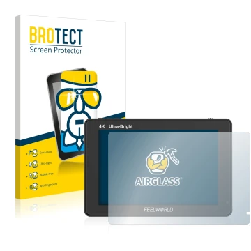 Vorderseite einer Produktverpackung mit dem Markenlogo BROTECT. Daneben ist das Gerät Feelworld LUT7 7