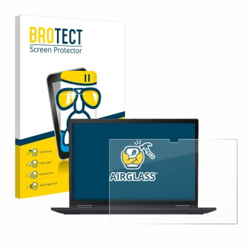 Vorderseite einer Produktverpackung mit dem Markenlogo BROTECT. Daneben ist das Gerät Lenovo ThinkPad X13 Yoga Gen 2 mit dem z