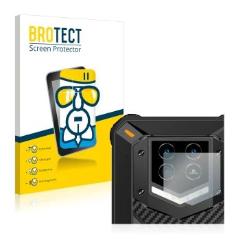 Vorderseite einer Produktverpackung mit dem Markenlogo BROTECT. Daneben ist das Gerät Oukitel WP15 5G (NUR Kameraschutz) mit d