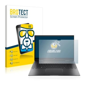 Vorderseite einer Produktverpackung mit dem Markenlogo BROTECT. Daneben ist das Gerät HP Envy x360 (15-eX) (359 mm x 228.2 mm)