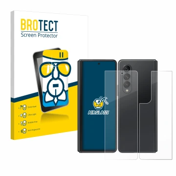 Vorderseite einer Produktverpackung mit dem Markenlogo BROTECT. Daneben ist das Gerät Samsung Galaxy Z Fold 3 5G (Display+Rück