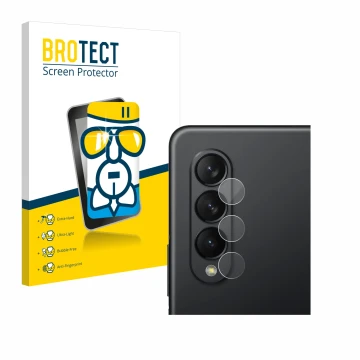 Vorderseite einer Produktverpackung mit dem Markenlogo BROTECT. Daneben ist das Gerät Samsung Galaxy Z Fold 3 5G (NUR Kamerasc