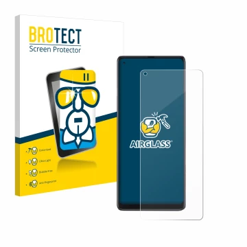 Vorderseite einer Produktverpackung mit dem Markenlogo BROTECT. Daneben ist das Gerät Cubot Max 3 mit dem zugehörigen Displays