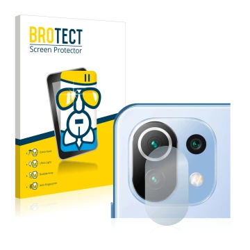 Vorderseite einer Produktverpackung mit dem Markenlogo BROTECT. Daneben ist das Gerät Xiaomi 11 Lite 5G NE (NUR Kameraschutz) 
