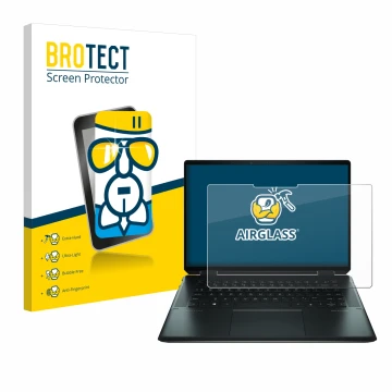 Vorderseite einer Produktverpackung mit dem Markenlogo BROTECT. Daneben ist das Gerät HP Spectre x360 16