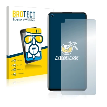 Vorderseite einer Produktverpackung mit dem Markenlogo BROTECT. Daneben ist das Gerät realme GT Neo 2 mit dem zugehörigen Disp