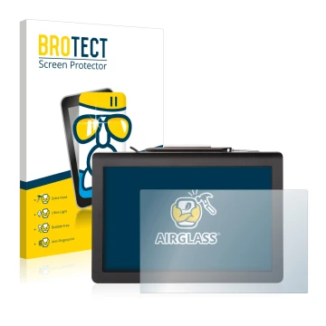 Vorderseite einer Produktverpackung mit dem Markenlogo BROTECT. Daneben ist das Gerät Signotec Pen Display Delta (Touch) mit d