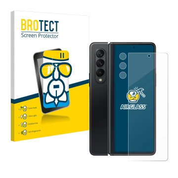 Vorderseite einer Produktverpackung mit dem Markenlogo BROTECT. Daneben ist das Gerät Samsung Galaxy Z Fold 3 5G (Display+Kame