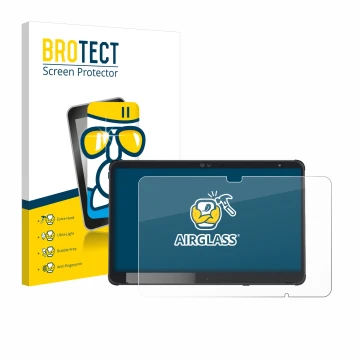 Vorderseite einer Produktverpackung mit dem Markenlogo BROTECT. Daneben ist das Gerät Fujitsu Stylistic Q7311 mit dem zugehöri