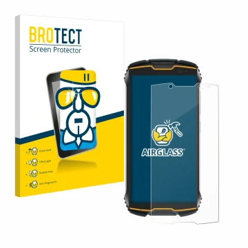 Vorderseite einer Produktverpackung mit dem Markenlogo BROTECT. Daneben ist das Gerät Cubot King Kong Mini 2 mit dem zugehörig