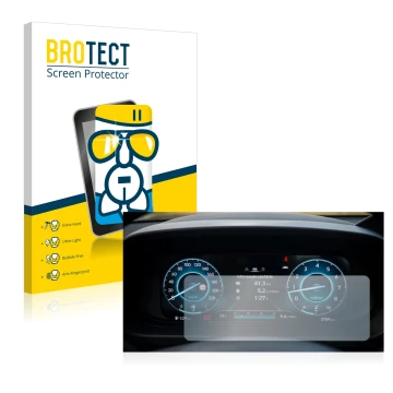 Vorderseite einer Produktverpackung mit dem Markenlogo BROTECT. Daneben ist das Gerät Hyundai i20 BC3 2021 Cockpit mit dem zug