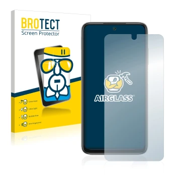 Vorderseite einer Produktverpackung mit dem Markenlogo BROTECT. Daneben ist das Gerät Xiaomi Redmi Note 11 4G mit dem zugehöri