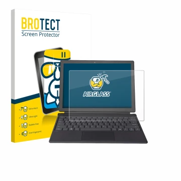 Vorderseite einer Produktverpackung mit dem Markenlogo BROTECT. Daneben ist das Gerät Wortmann Terra Pad 1262 mit dem zugehöri