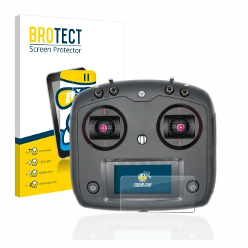 Vorderseite einer Produktverpackung mit dem Markenlogo BROTECT. Daneben ist das Gerät FlySky FS-i6S mit dem zugehörigen Displa