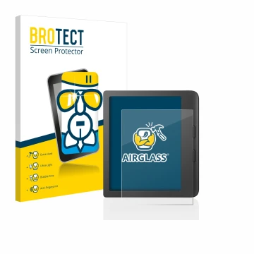 Vorderseite einer Produktverpackung mit dem Markenlogo BROTECT. Daneben ist das Gerät Tolino Vision 6 mit dem zugehörigen Disp