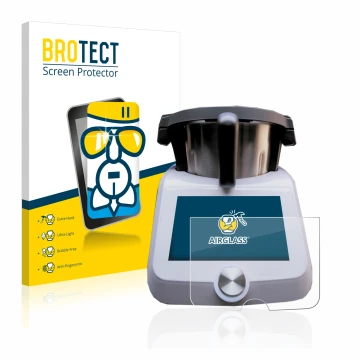 Vorderseite einer Produktverpackung mit dem Markenlogo BROTECT. Daneben ist das Gerät SilverCrest Monsieur Cuisine Smart mit d