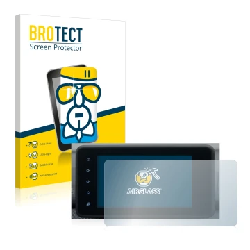 Vorderseite einer Produktverpackung mit dem Markenlogo BROTECT. Daneben ist das Gerät Dacia Sandero 2021-2025 Media Display 8