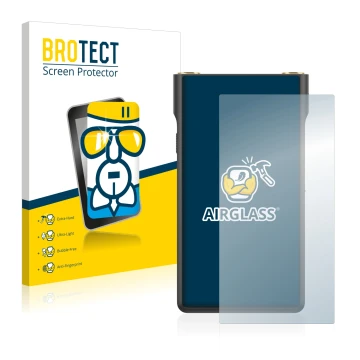 Vorderseite einer Produktverpackung mit dem Markenlogo BROTECT. Daneben ist das Gerät Sony Walkman NW-WM1AM2 mit dem zugehörig