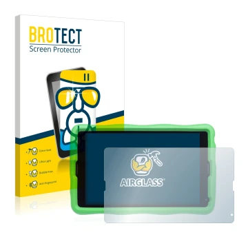 Vorderseite einer Produktverpackung mit dem Markenlogo BROTECT. Daneben ist das Gerät MEDION Lifetab E10440 Kids mit dem zugeh