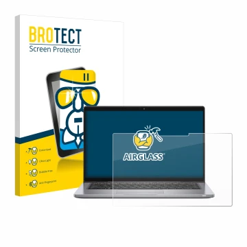 Vorderseite einer Produktverpackung mit dem Markenlogo BROTECT. Daneben ist das Gerät Dell Latitude 7320 2-in-1 mit dem zugehö