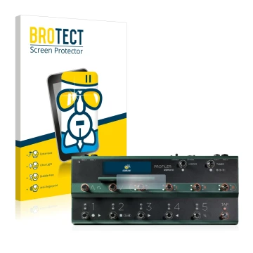 Vorderseite einer Produktverpackung mit dem Markenlogo BROTECT. Daneben ist das Gerät Kemper Profiler Remote mit dem zugehörig