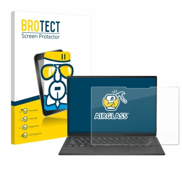 Vorderseite einer Produktverpackung mit dem Markenlogo BROTECT. Daneben ist das Gerät ASUS Rog Flow Z13 2022 mit dem zugehörig