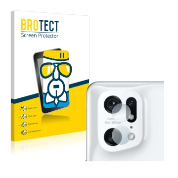 Vorderseite einer Produktverpackung mit dem Markenlogo BROTECT. Daneben ist das Gerät Oppo Find X5 Pro (NUR Kameraschutz) mit 