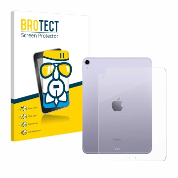 Vorderseite einer Produktverpackung mit dem Markenlogo BROTECT. Daneben ist das Gerät Apple iPad Air 5 WiFi 2022 (Rückseite, 5