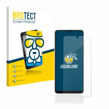 Vorderseite einer Produktverpackung mit dem Markenlogo BROTECT. Daneben ist das Gerät Samsung Galaxy A33 5G mit dem zugehörige