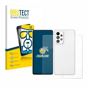 Vorderseite einer Produktverpackung mit dem Markenlogo BROTECT. Daneben ist das Gerät Samsung Galaxy A53 5G (Display+Rückseite