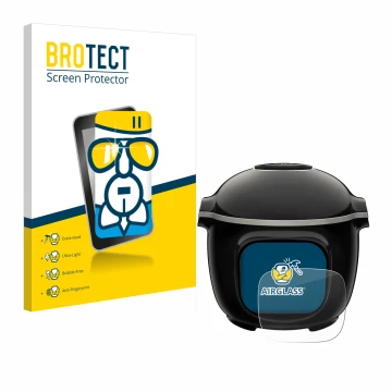 Vorderseite einer Produktverpackung mit dem Markenlogo BROTECT. Daneben ist das Gerät Krups Cook4me Touch Wifi mit dem zugehör