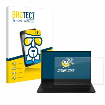 Vorderseite einer Produktverpackung mit dem Markenlogo BROTECT. Daneben ist das Gerät Samsung Galaxy Book2 Pro 13.3