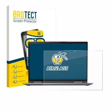 Vorderseite einer Produktverpackung mit dem Markenlogo BROTECT. Daneben ist das Gerät Lenovo ThinkPad X1 Yoga Gen 7 mit dem zu