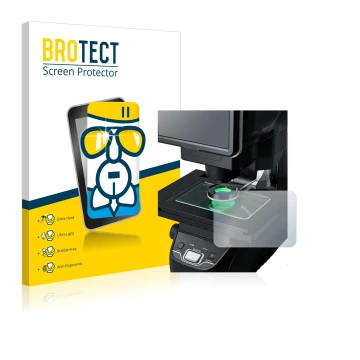 Vorderseite einer Produktverpackung mit dem Markenlogo BROTECT. Daneben ist das Gerät Keyence IM-7030 Glasplatte mit dem zugeh